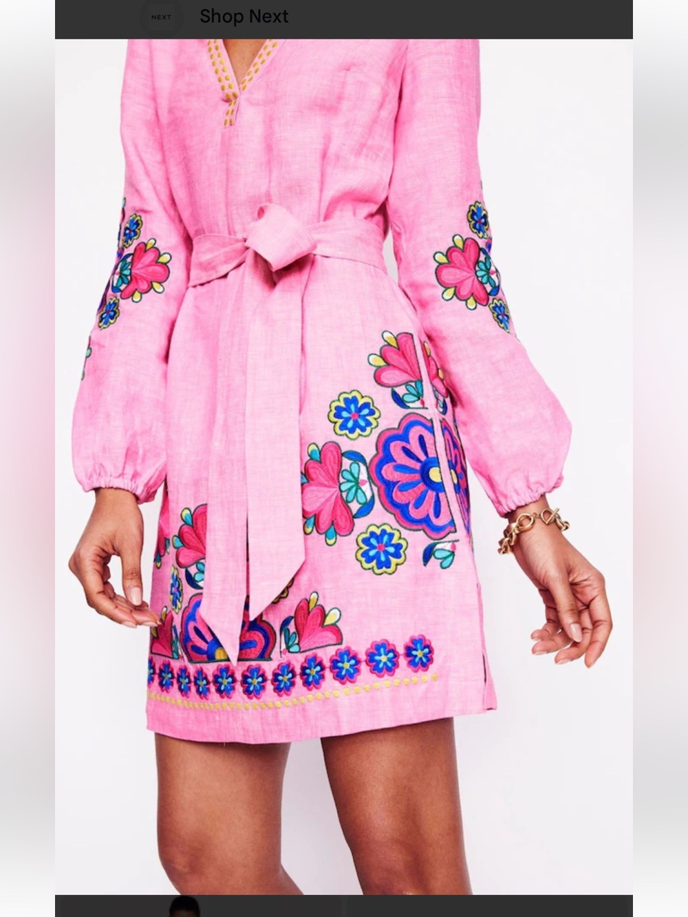 Boden Pink Floral Embroidered Mini Dress